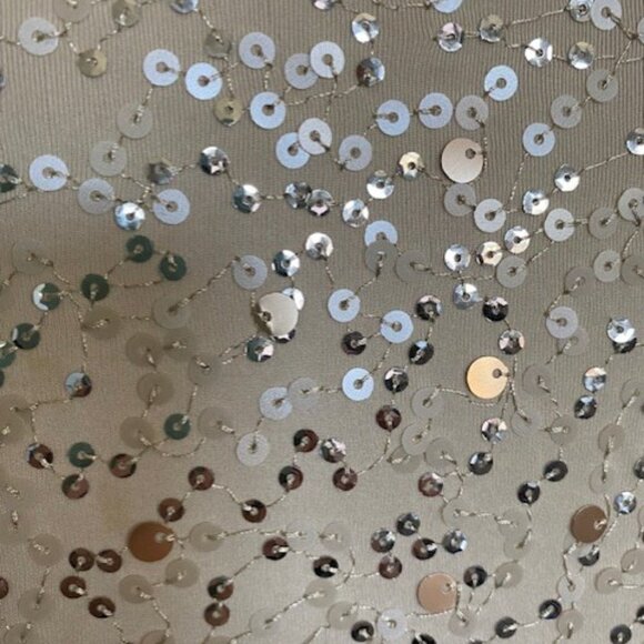 H and M Ivory Sequin Short Sleeve Boxy Blouse Top Medium - Picture 9 of 16